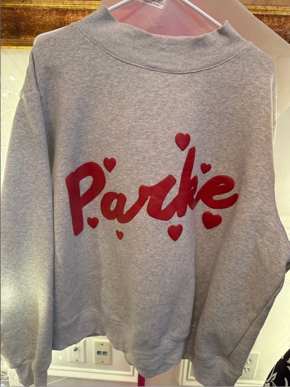 Parke Gray Crewneck Sweatshirt with Red Script
